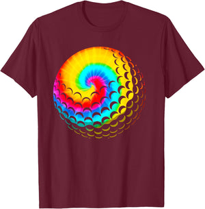 Cute Tie Dye Golf Gift Men Women Funny Rainbow Colored Ball T-Shirt - T-Shirt | Maroon