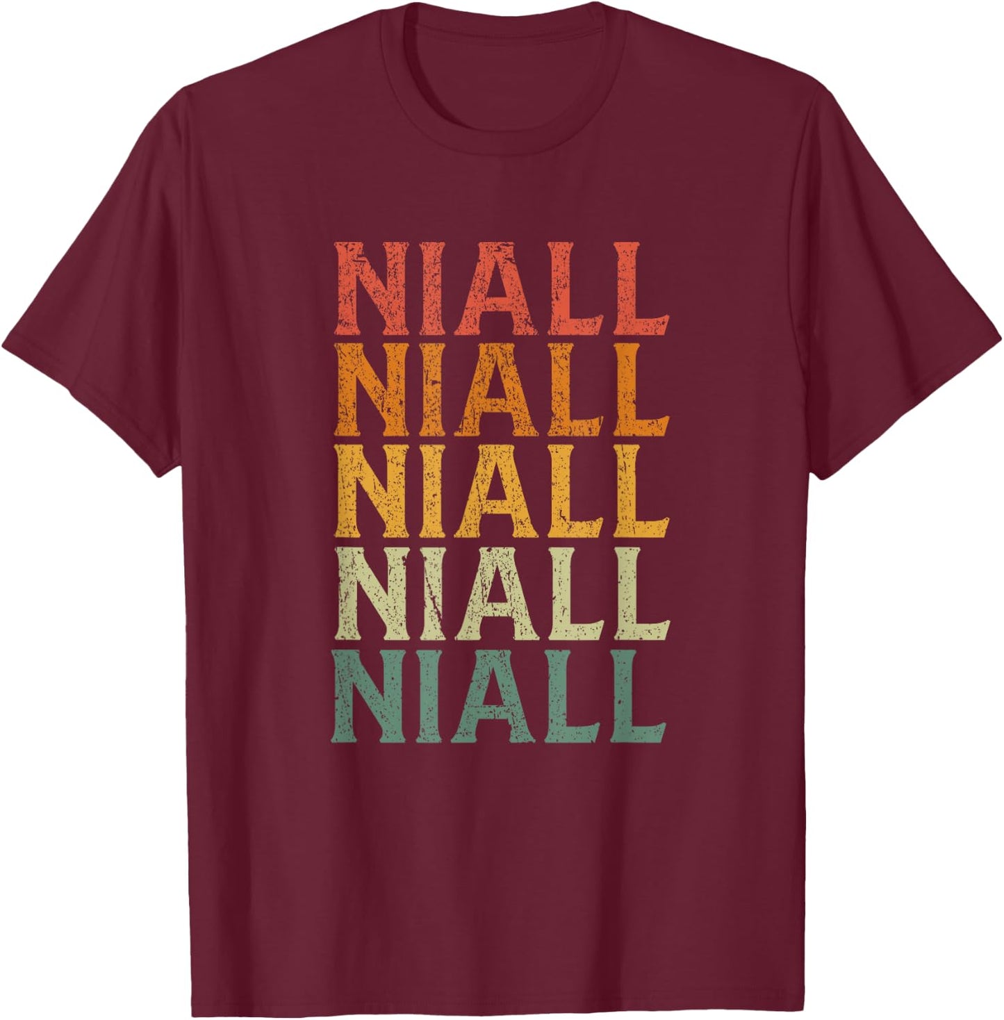 Retro Individual First Name Niall T-Shirt - T-Shirt | Maroon