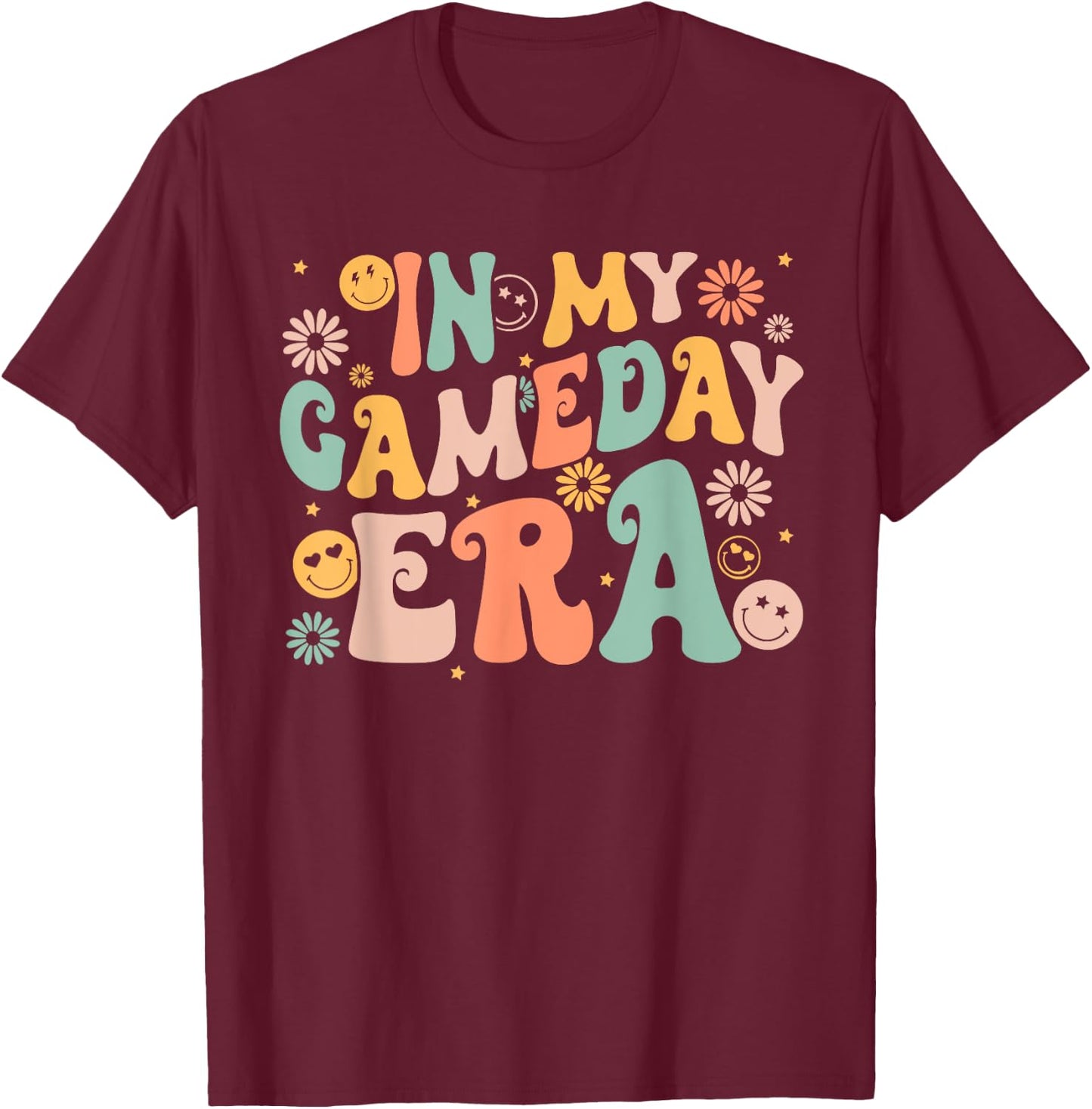 Groovy In My Game Day Era Game Day Vibes Girls Kids T-Shirt - T-Shirt | Maroon