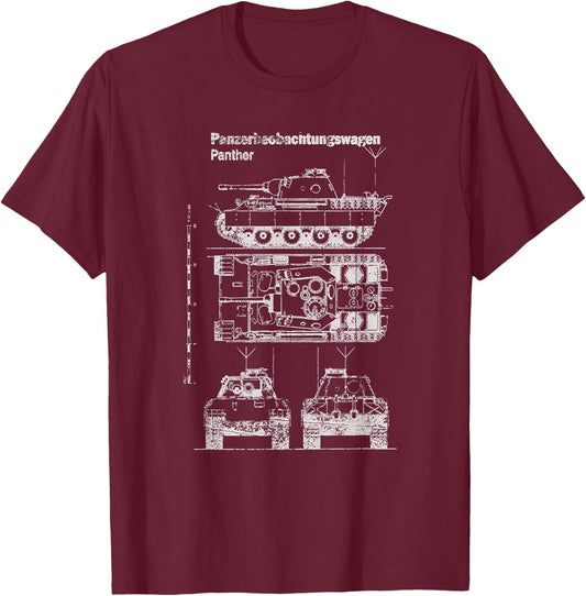 1942 German Panzer Panther Tank WWII Sd.Kfz. 171 T-Shirt - T-Shirt | Maroon