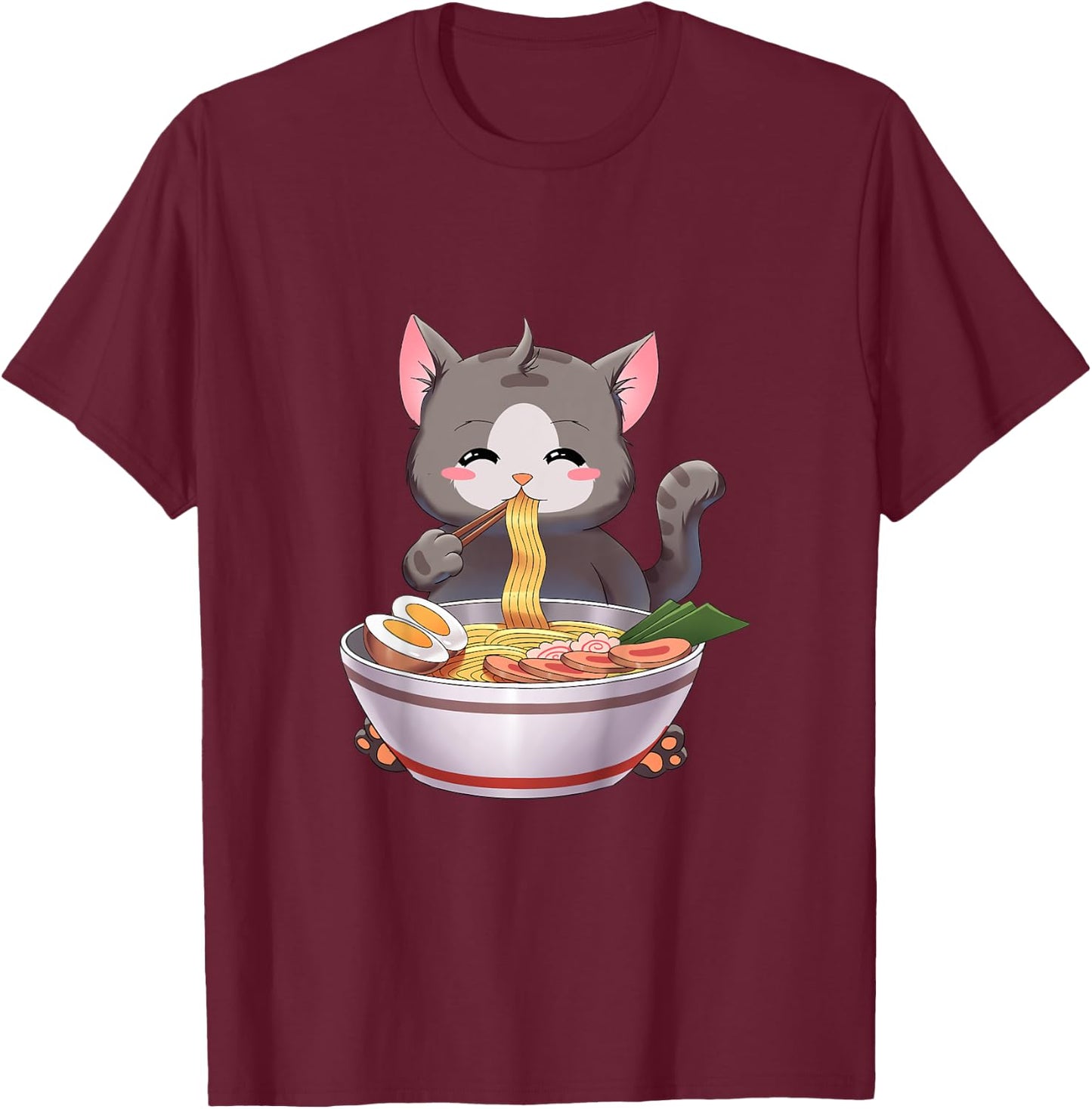 Kids Children Ramen Cat Japanese Gift Kawaii Anime for toddler T-Shirt - T-Shirt | Maroon