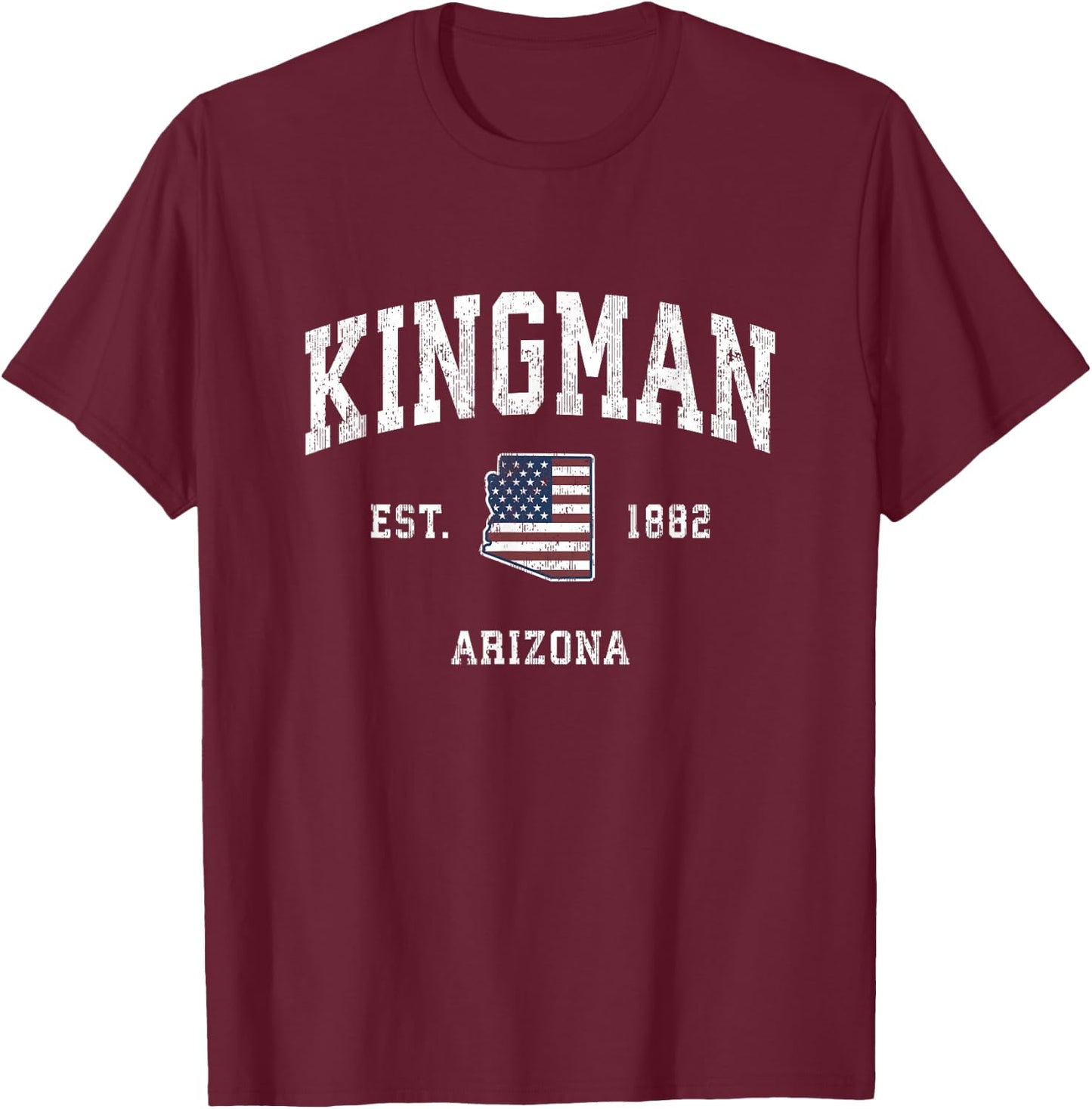 Kingman Arizona AZ Vintage American Flag Sports Design T-Shirt - T-Shirt | Maroon