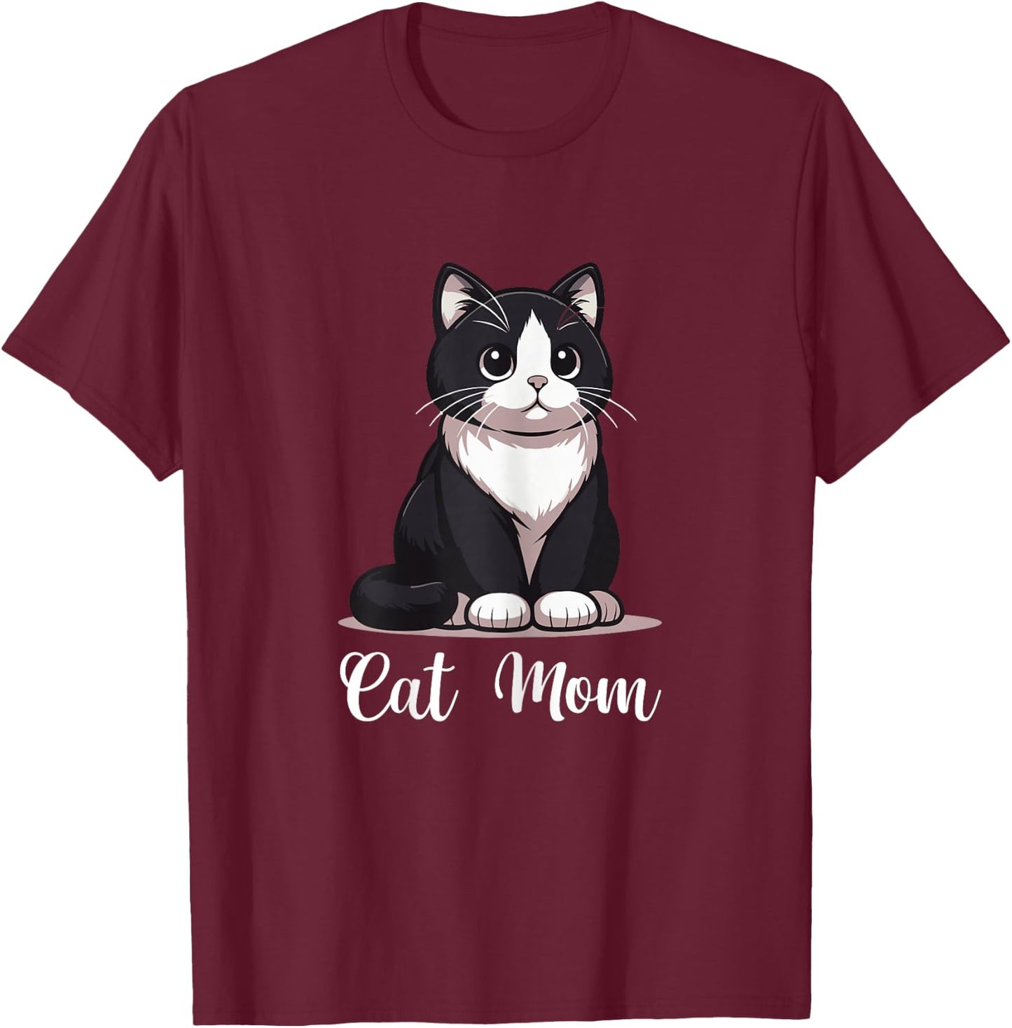 Tuxedo Cat Mom Tuxedo Cat Lover Tuxedo Cat Owner T-Shirt - T-Shirt | Maroon
