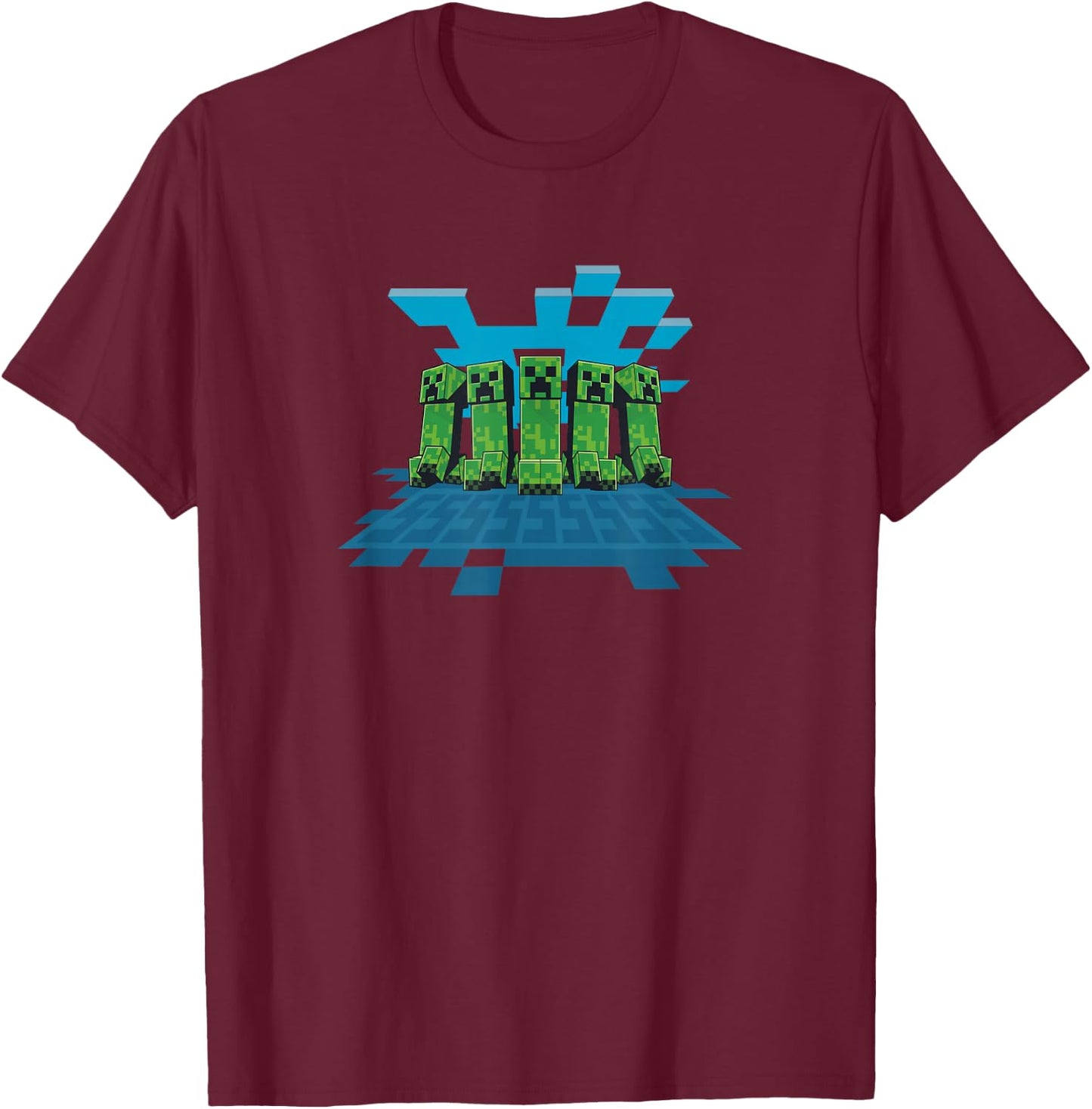 Minecraft Creeper Mob Line Up T-Shirt - T-Shirt | Maroon