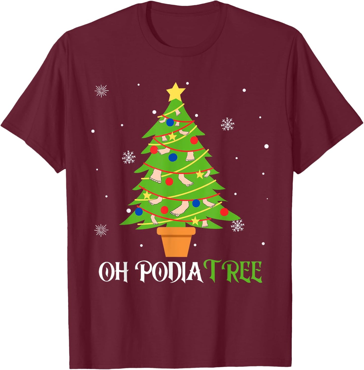 Podiatry Christmas Tree Podiatrist Foot Medical Assistant T-Shirt - T-Shirt | Maroon