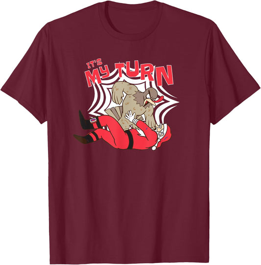 Thanksgiving Turkey Cartoon Beating Up Santa Claus - Funny T-Shirt - T-Shirt | Maroon