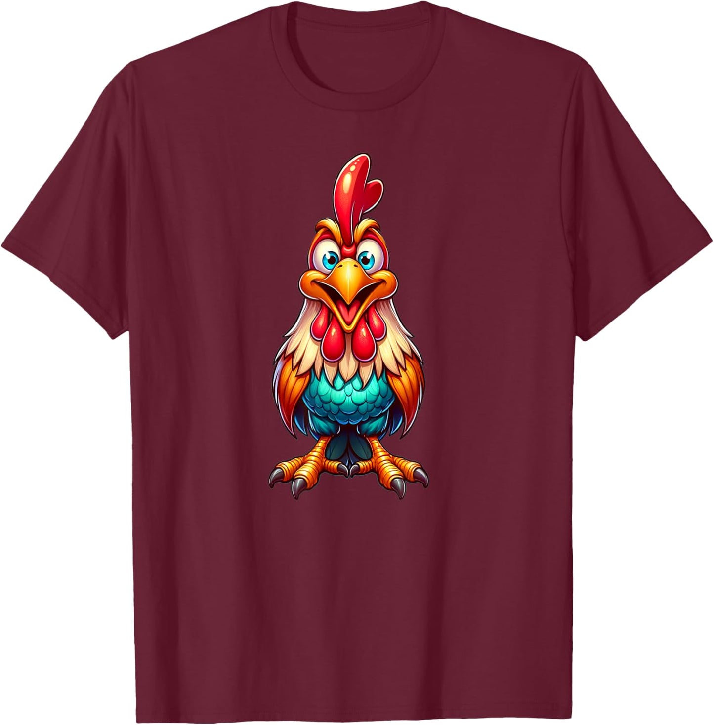 Funny Chicken , Small, Black T-Shirt - T-Shirt | Maroon