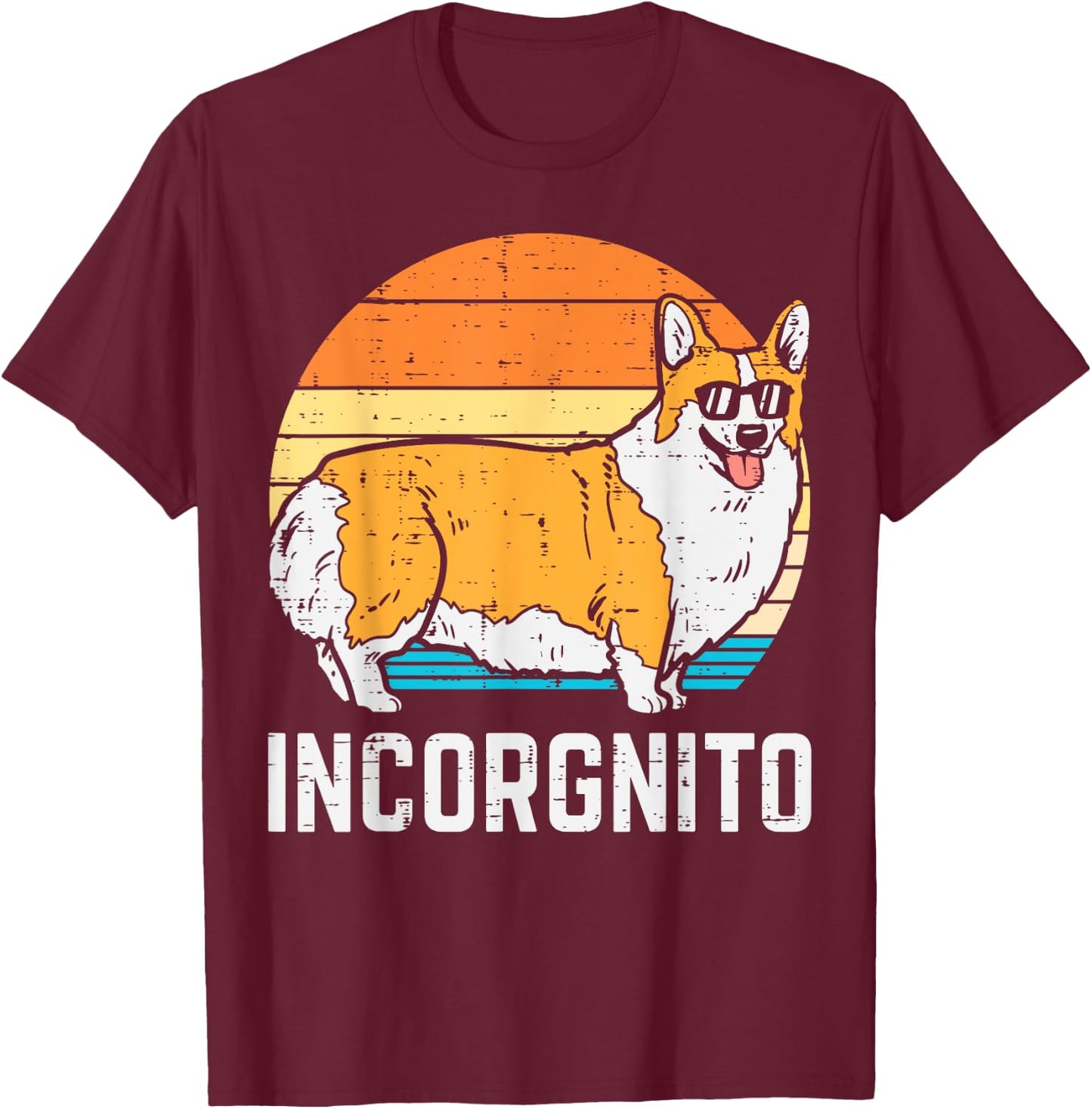 Incorgnito Pembroke Welsh Corgi Retro Pet Dog Lover Gift Men Women Kids T-Shirt - T-Shirt | Maroon