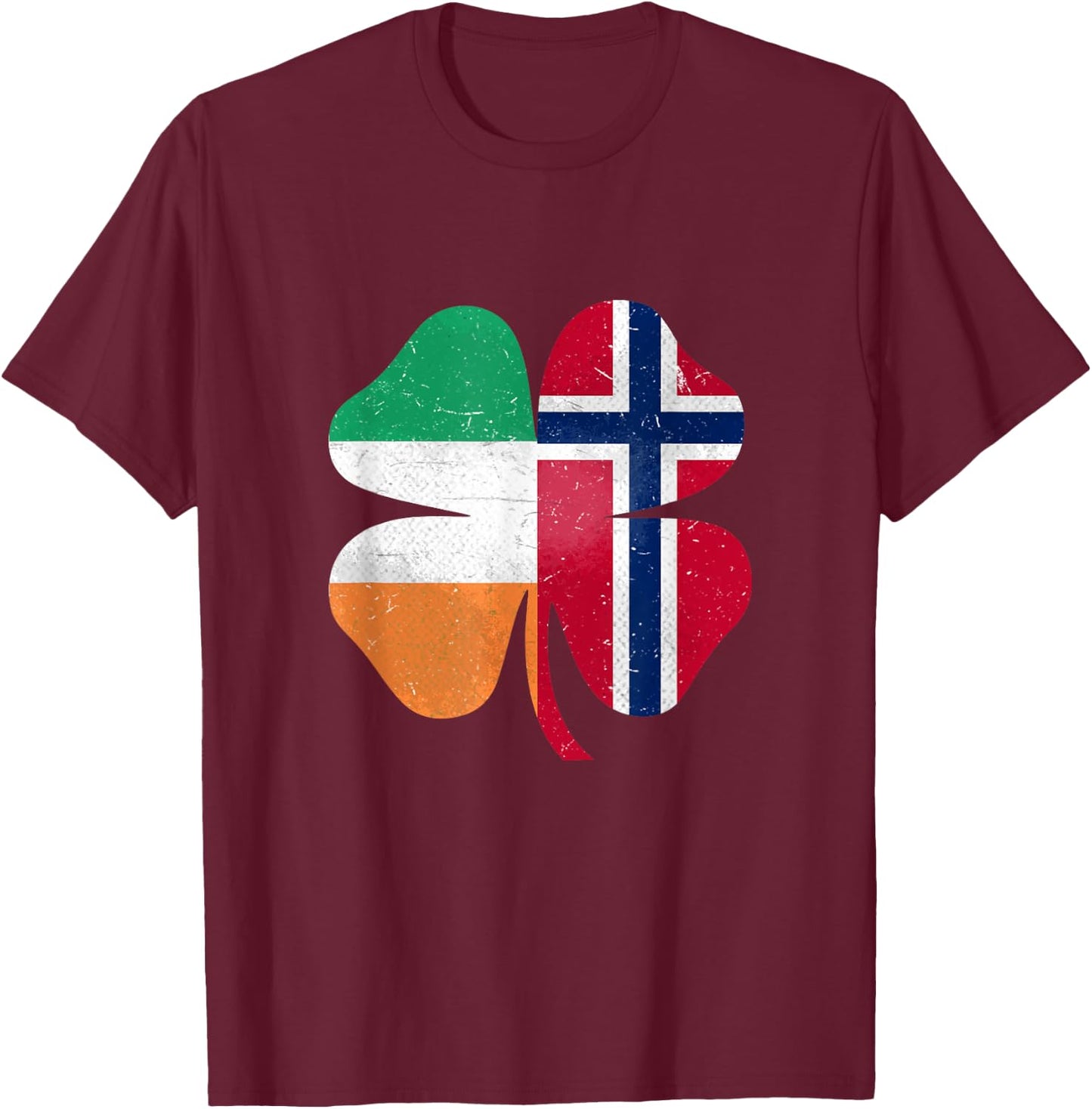 Norwegian Irish Shamrock Norway Ireland St. Patrick's Day T-Shirt - T-Shirt | Maroon
