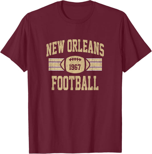 New Orleans Distressed Football Team Fan Small Bold Sports T-Shirt - T-Shirt | Maroon