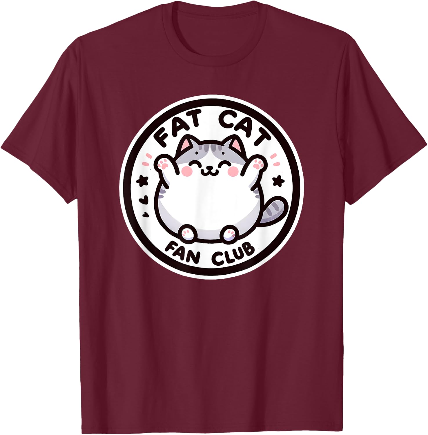 Fat Cat Fan Club Funny Feline Cat Lover Men Women Kids T-Shirt - T-Shirt | Maroon