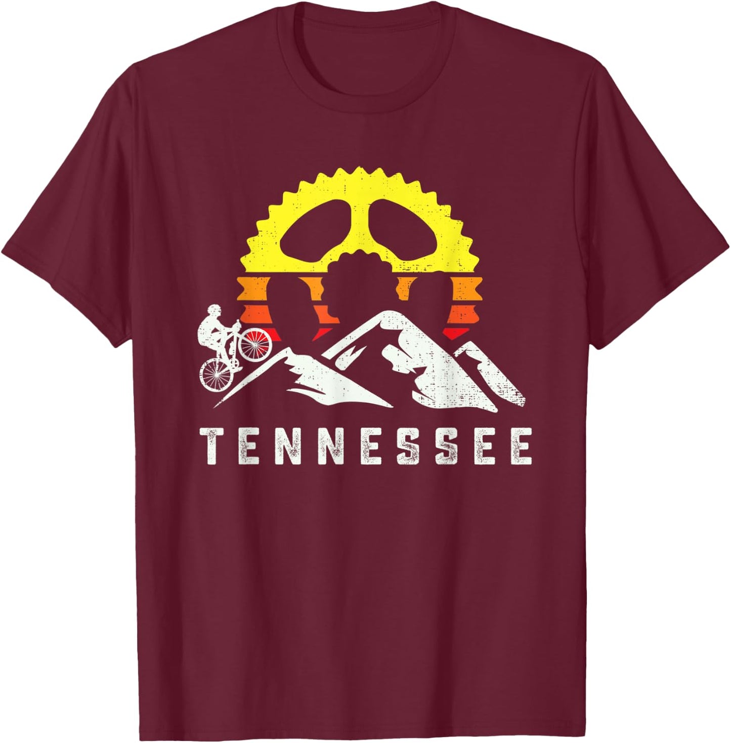 Tennessee Mountain Biking Retro Bike Rider MTB Cyclist Race T-Shirt - T-Shirt | Maroon