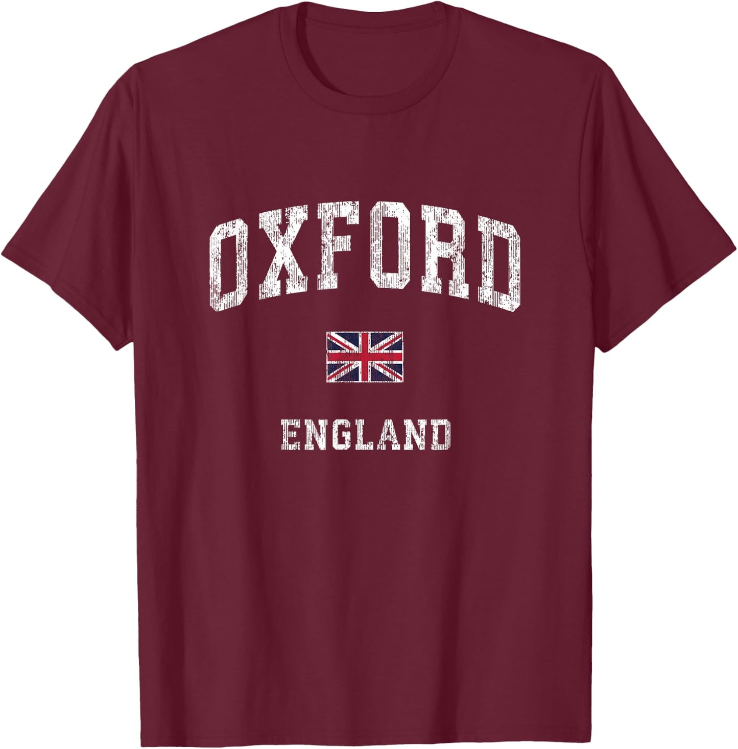 Oxford England Vintage Athletic Sports Design T-Shirt - T-Shirt | Maroon