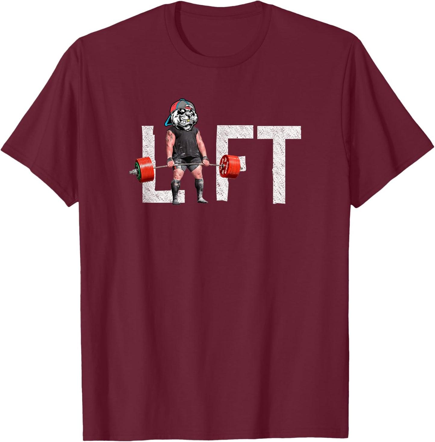 Lift Panda - Weight Lifting - Gym Shirt Work Out - Deadlift T-Shirt - T-Shirt | Maroon
