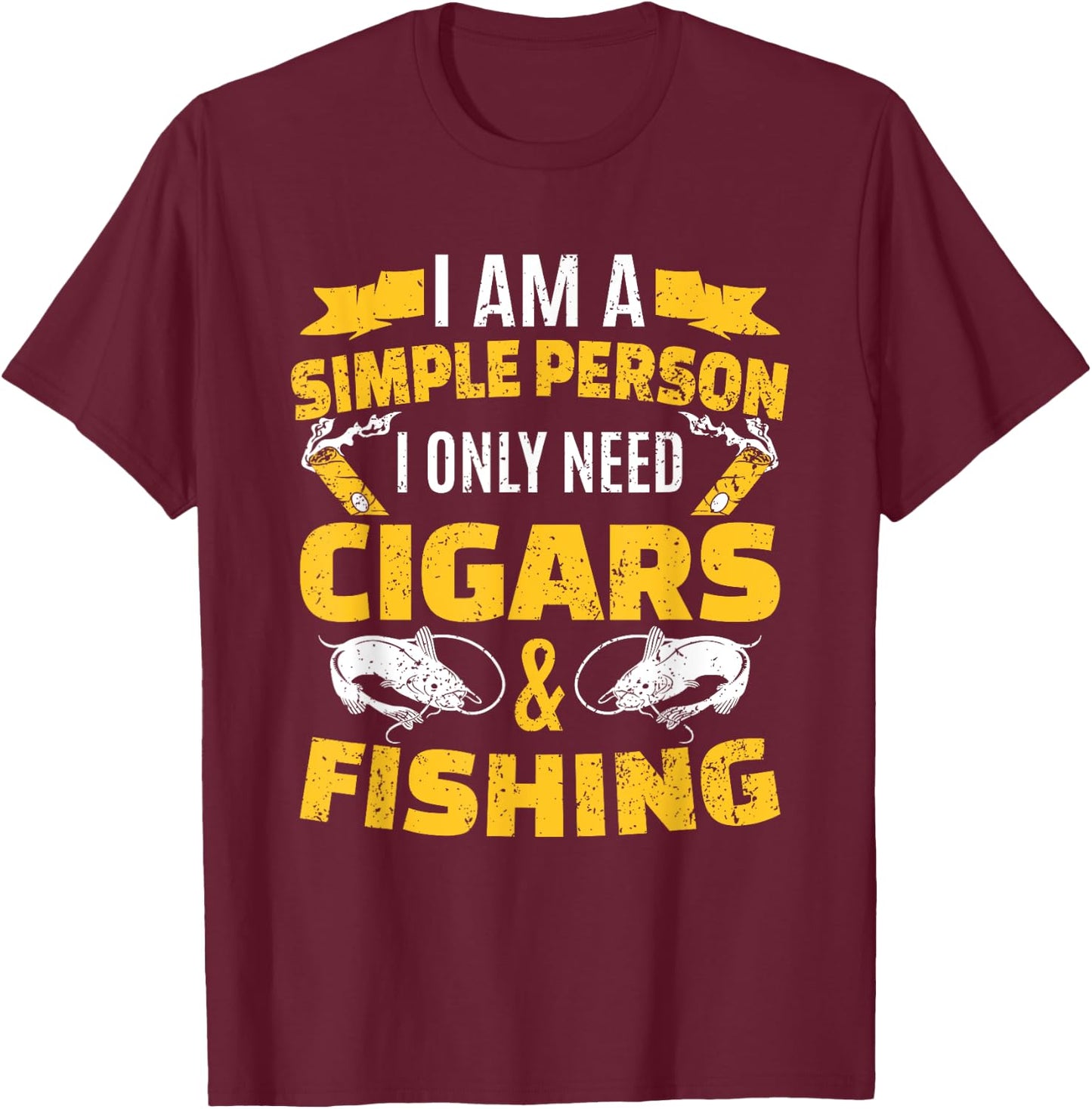 Fishing Shirt Fisherman Cigar Smoker T-Shirt - T-Shirt | Maroon