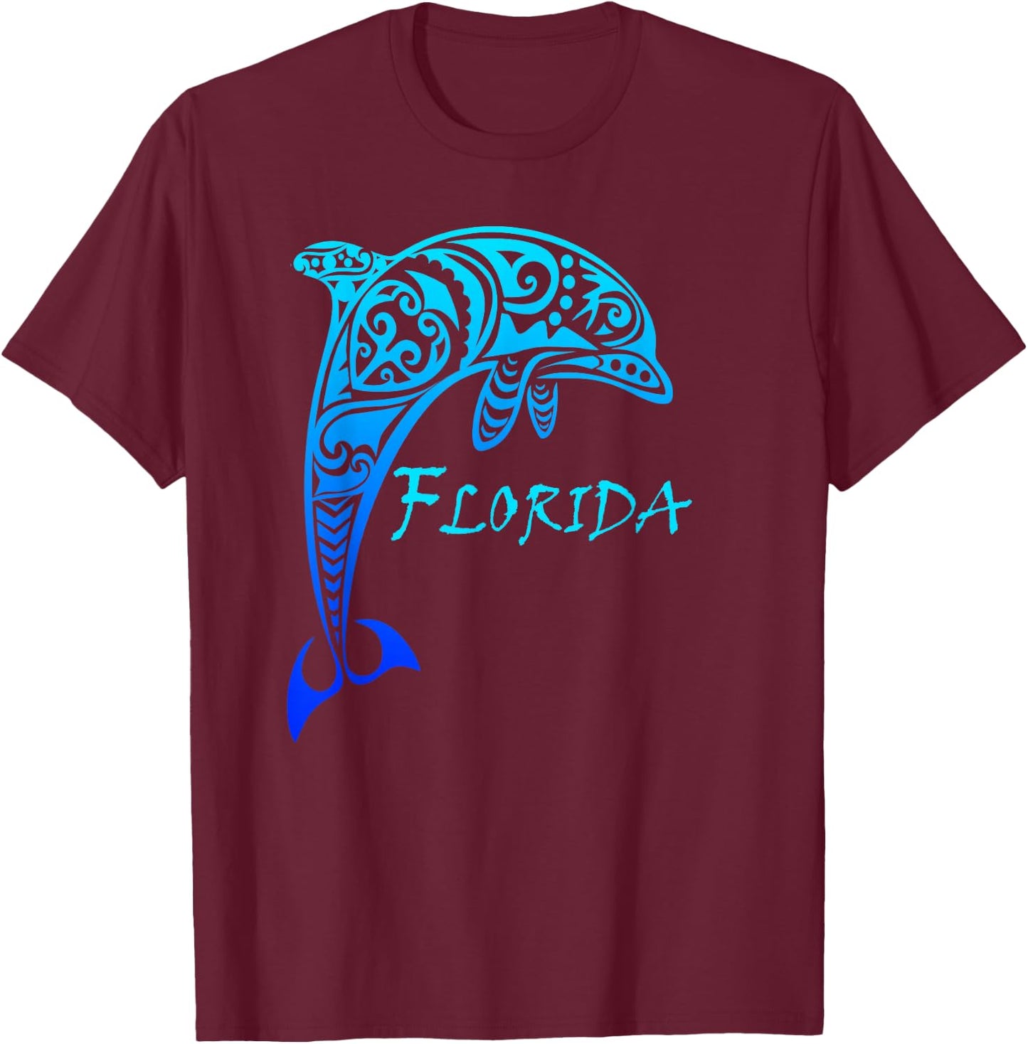 Florida Vacation Vintage Retro Dolphin Small T-Shirt - T-Shirt | Maroon