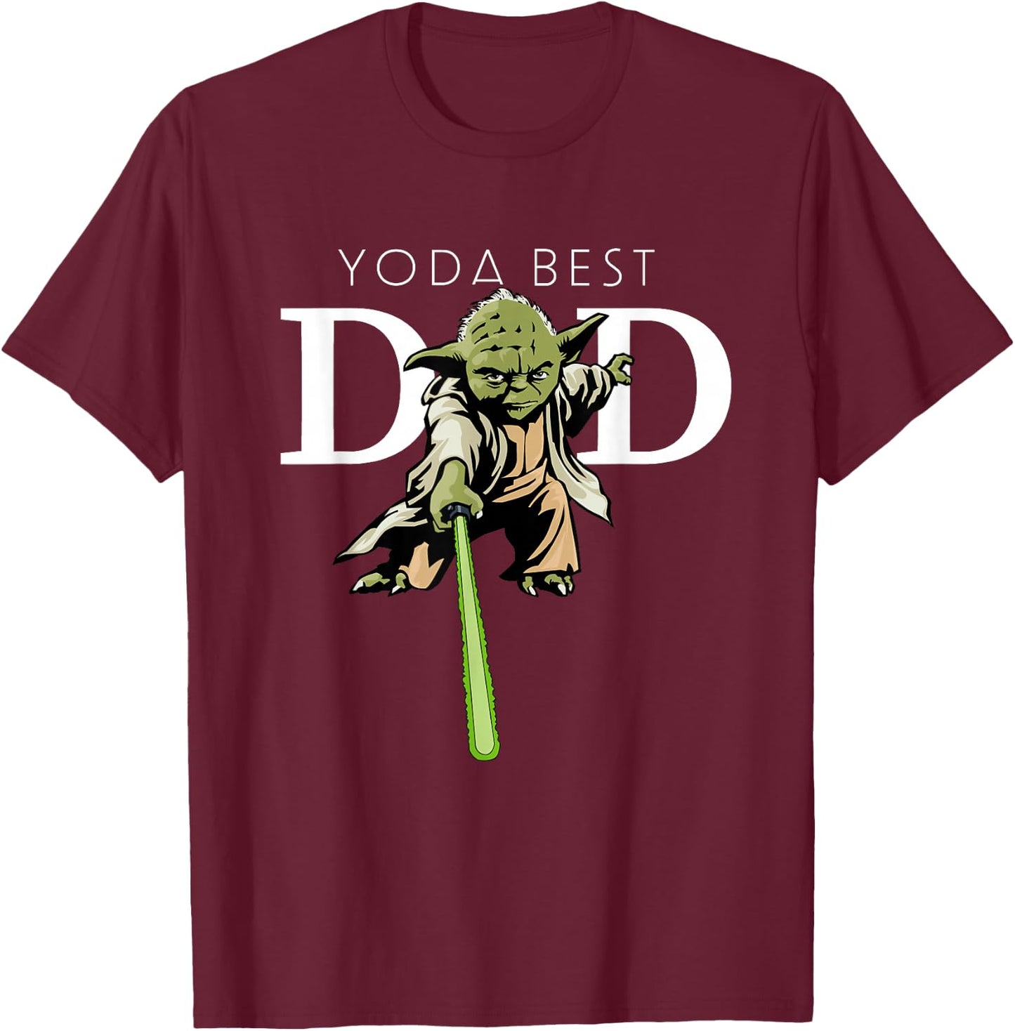 Star Wars Yoda Lightsaber Best Dad Father's Day T-Shirt - T-Shirt | Maroon