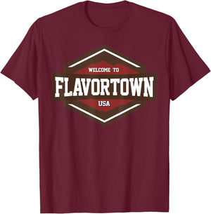 Welcome to Flavortown USA Food Lover T-Shirt - T-Shirt | Maroon