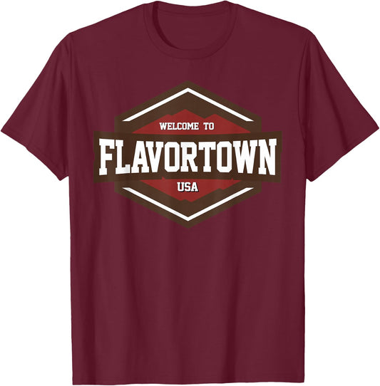 Welcome to Flavortown USA Food Lover T-Shirt - T-Shirt | Maroon
