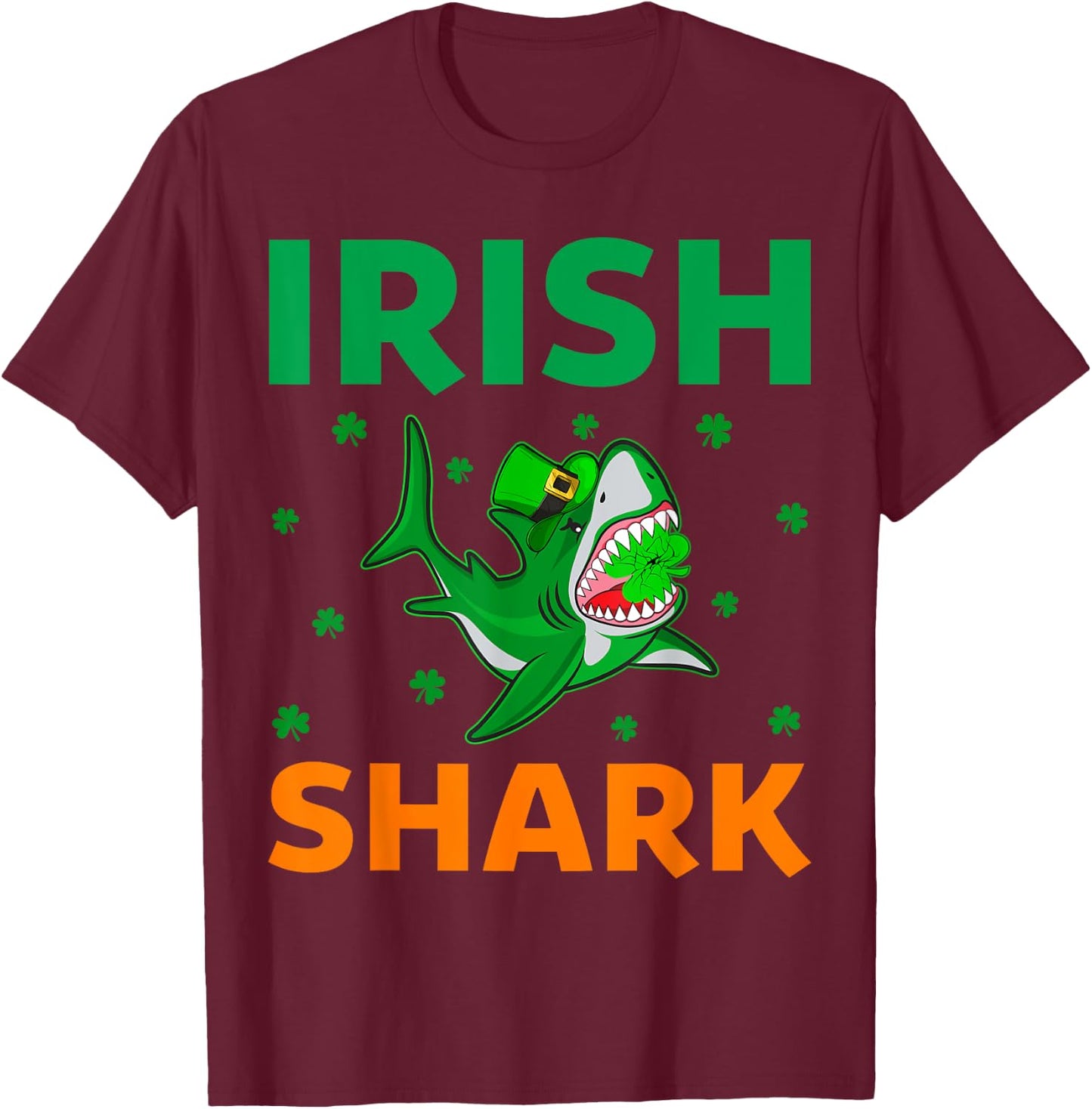 Shark Lover Leprechaun Lucky Irish Shark St. Patrick's Day T-Shirt - T-Shirt | Maroon
