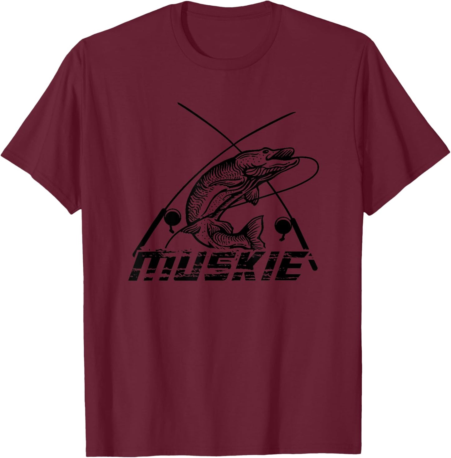 Muskie Fishing T-Shirt - T-Shirt | Maroon