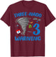 Kids Three-nado Warning 3rd Birthday Party Theme Tornado Boy T-Shirt - T-Shirt | Maroon