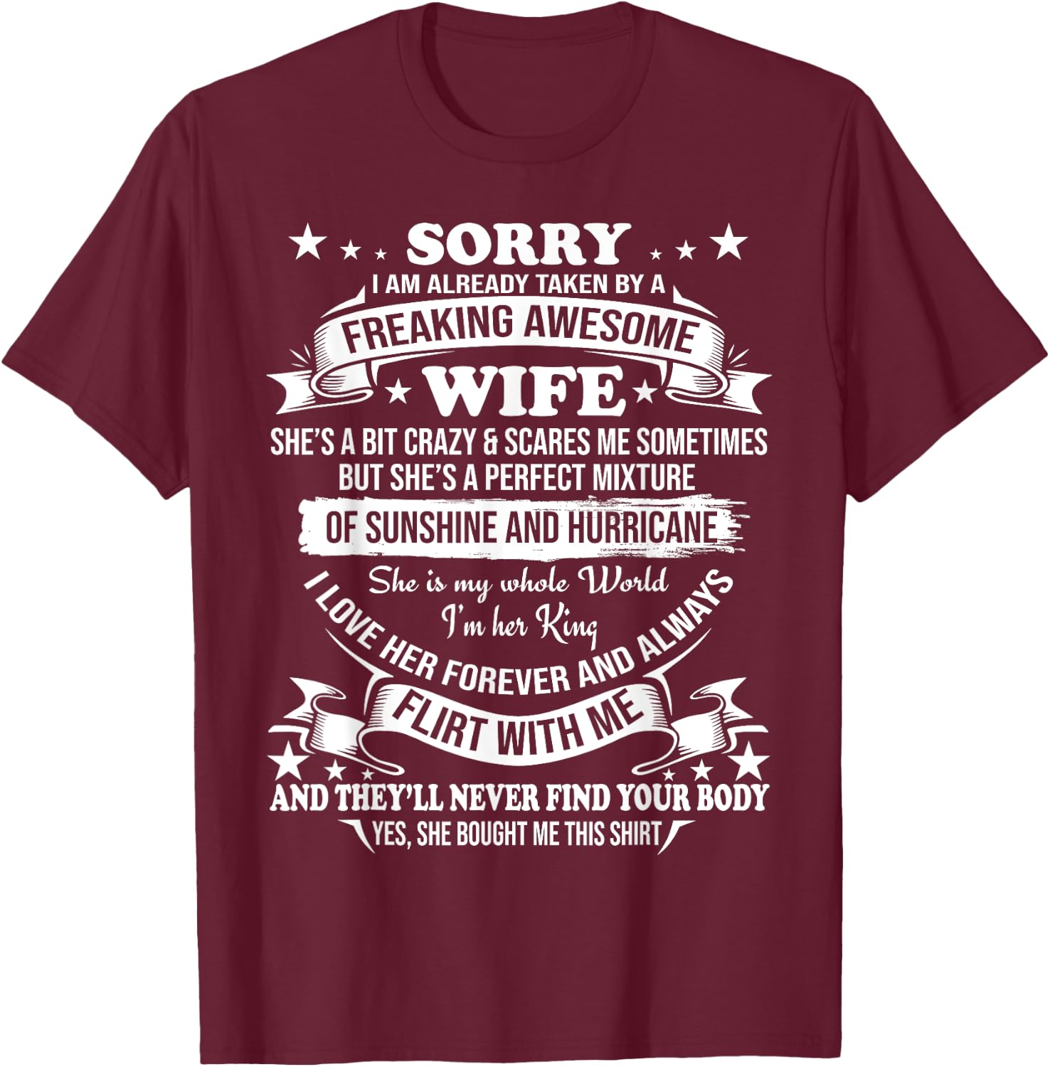 Sorry I am already taken by awesome Wife Valentine Day T-Shirt - T-Shirt | Maroon