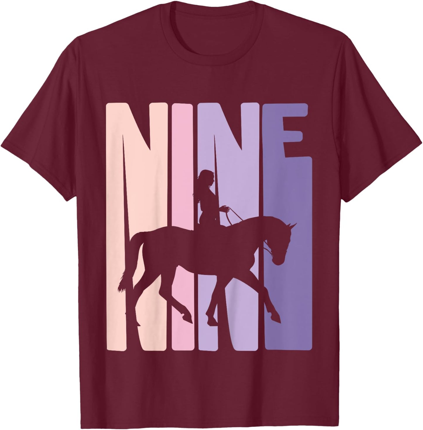 9th Birthday Gift Horse Rider Fan 9 Years Girls T-Shirt - T-Shirt | Maroon
