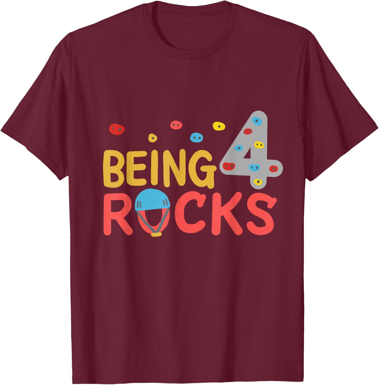 4th Birthday Climbing Gift T-Shirt - T-Shirt | Maroon