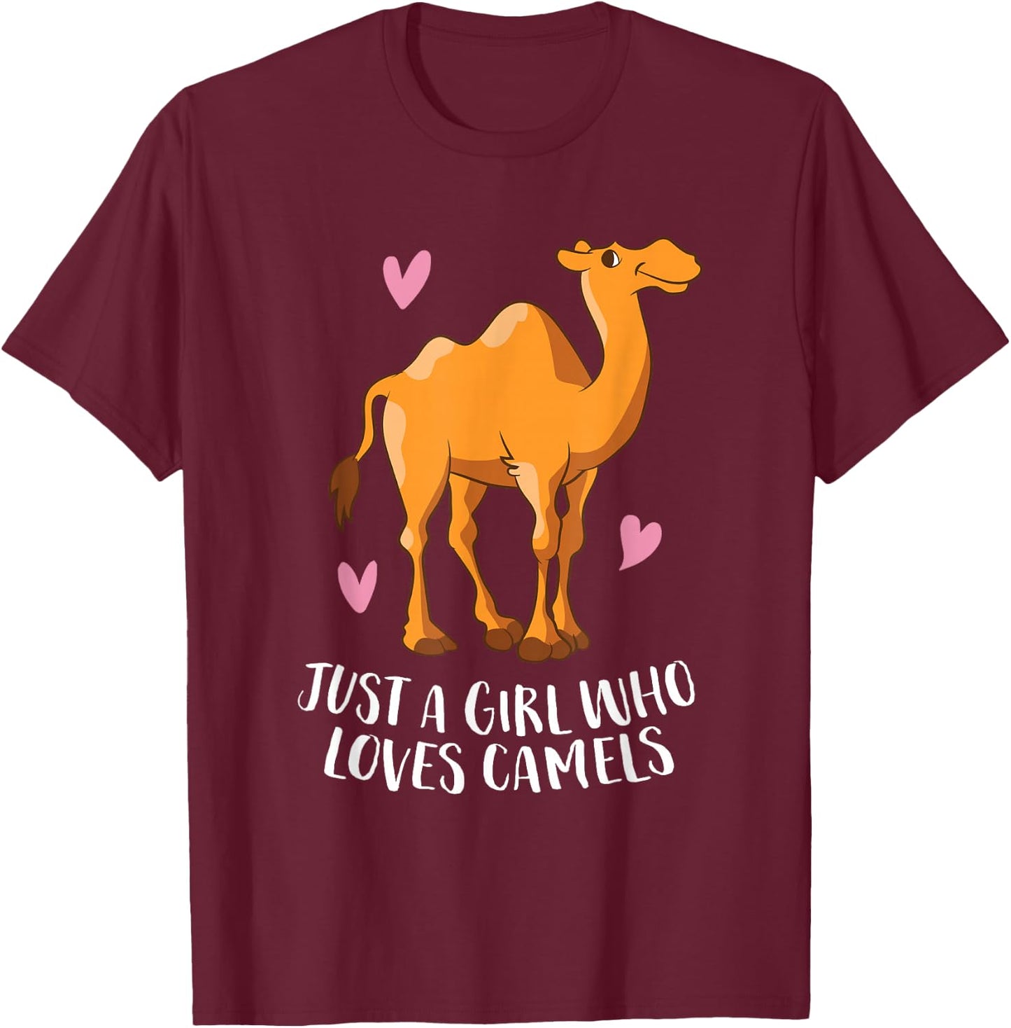 Just a Girl Who Loves Camels Cute Camel Girl T-Shirt - T-Shirt | Maroon