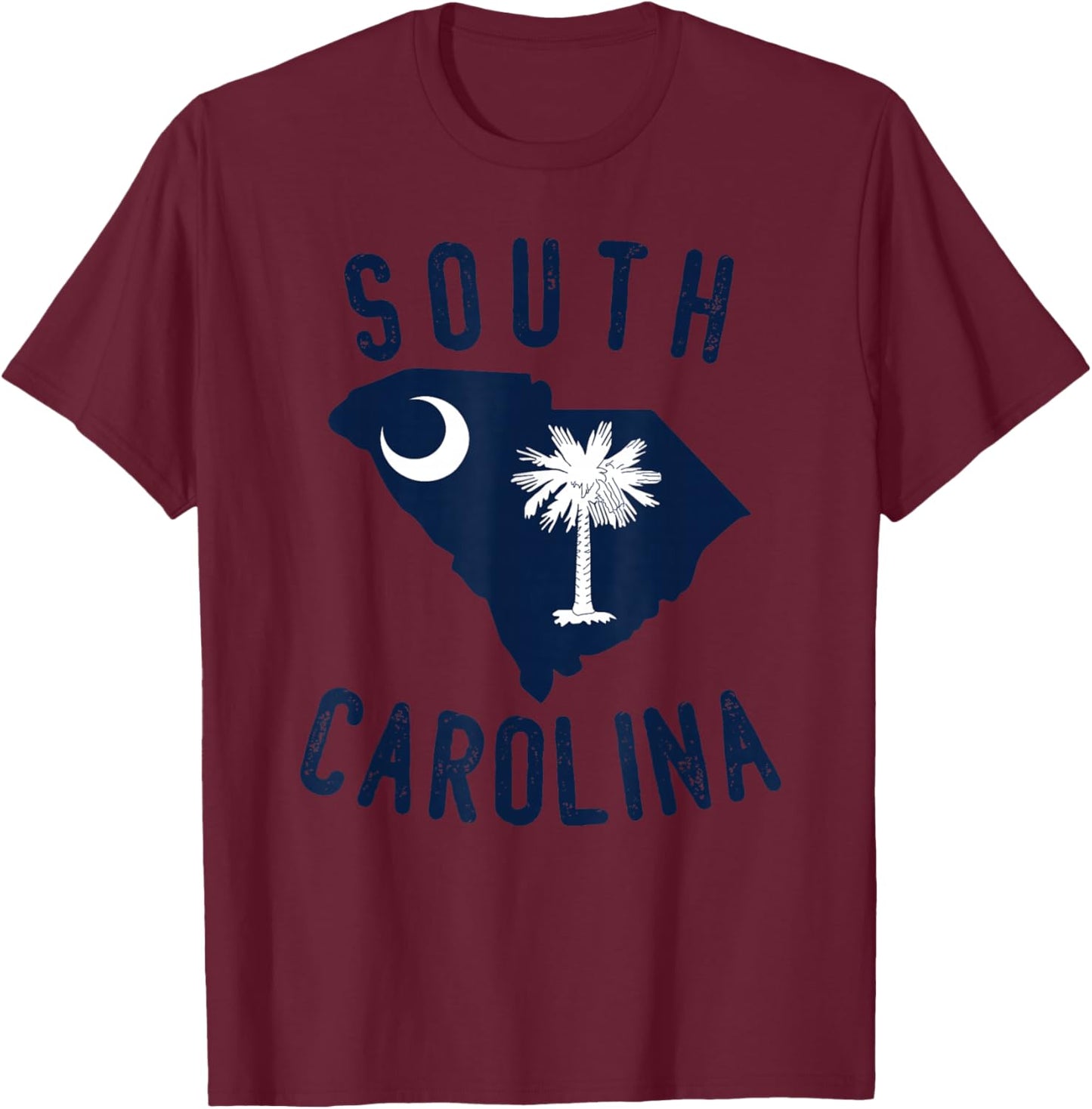 South Carolina State Flag Palmetto Tree Crescent Moon SC T-Shirt - T-Shirt | Maroon