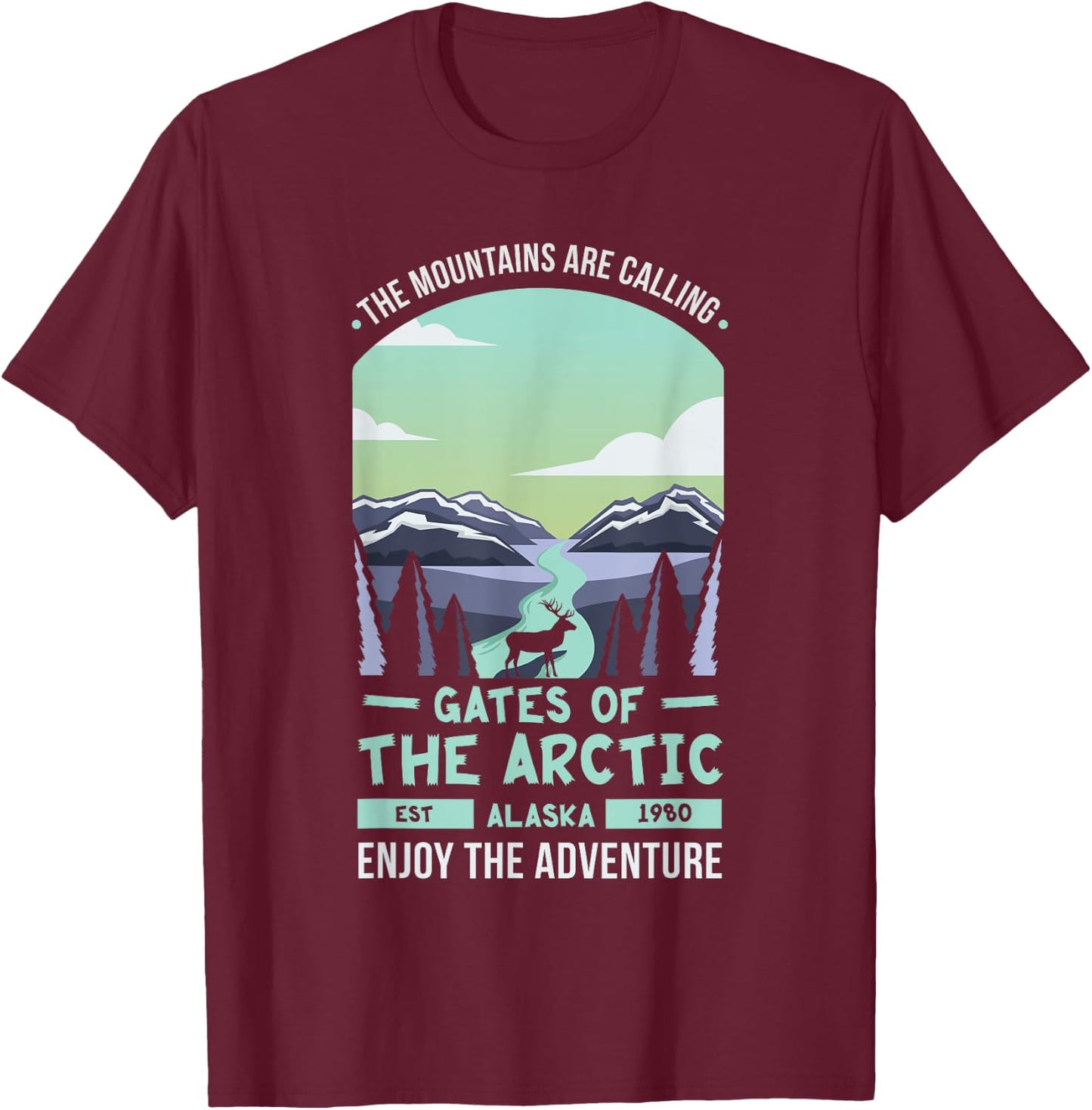 Gates of the Arctic National Park US Alaska T-Shirt - T-Shirt | Maroon