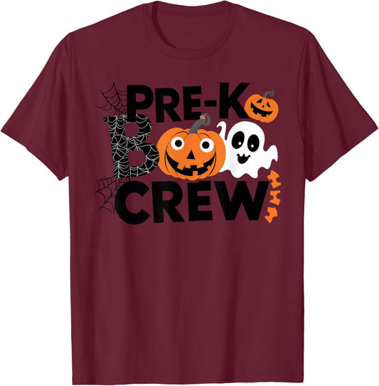 Pre-K Boo Crew Teacher Students Halloween Party Team T-Shirt - T-Shirt | Maroon