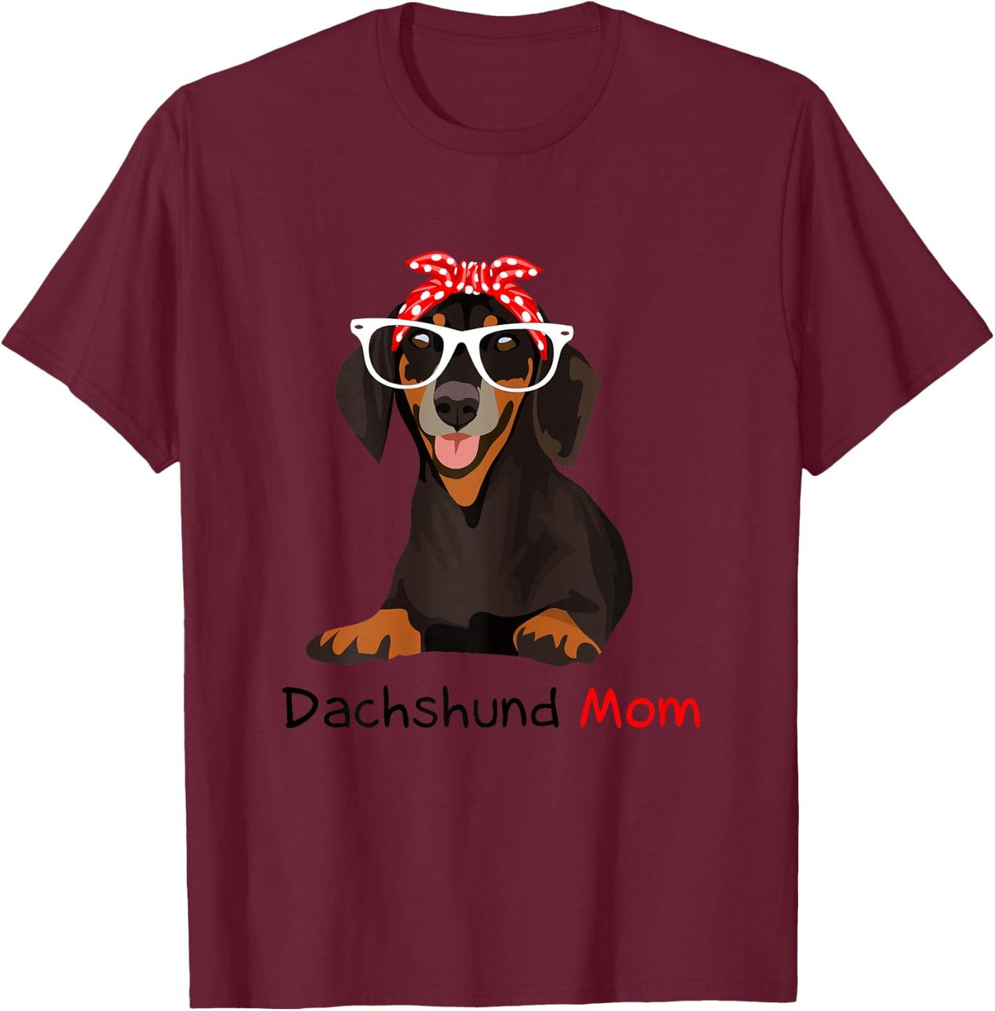 Dachshund Mom Bandana Dachshund Dog T-Shirt - T-Shirt | Maroon