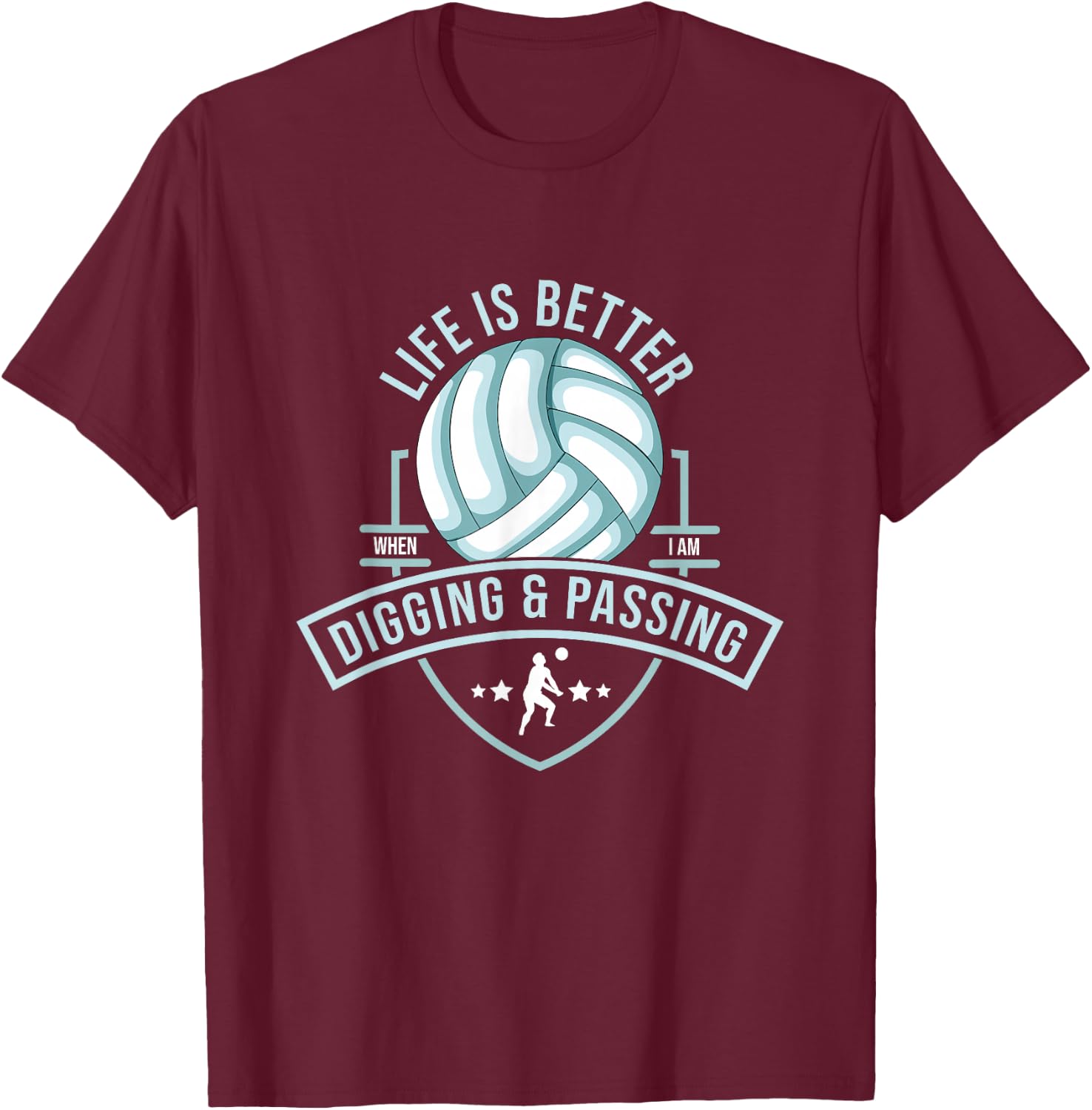 Libero Volleyball Training Design Defense Position T-Shirt - T-Shirt | Maroon