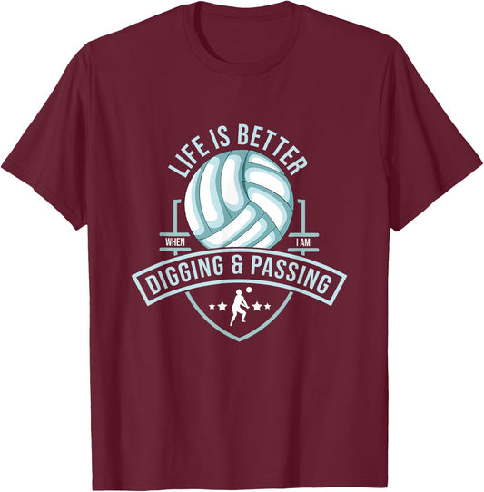 Libero Volleyball Training Design Defense Position T-Shirt - T-Shirt | Maroon