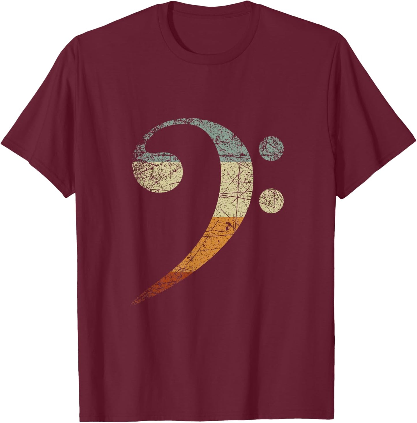 Treble Clef Retro Bass Clef T-Shirt - T-Shirt | Maroon