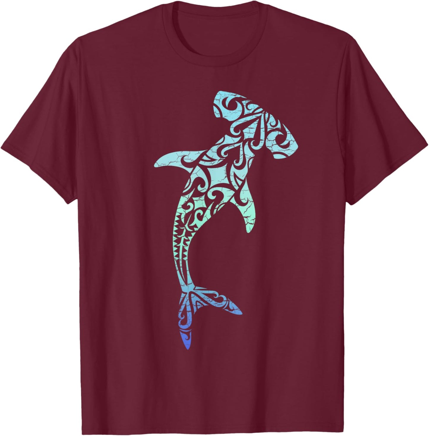 Hawaii Polynesian Tribal Hammerhead Shark Aloha State T-Shirt - T-Shirt | Maroon