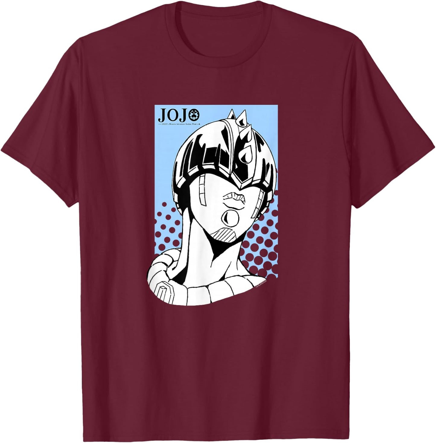 JoJo's Bizarre Adventure Zipper Man Head with Logo Anime T-Shirt - T-Shirt | Maroon