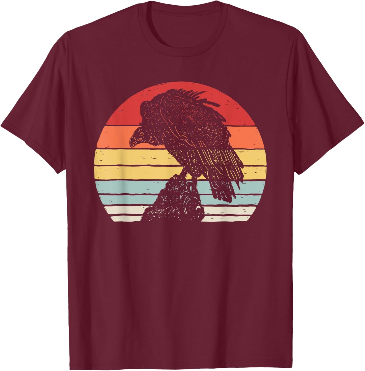 Vintage Retro Vulture Bird T-Shirt - T-Shirt | Maroon