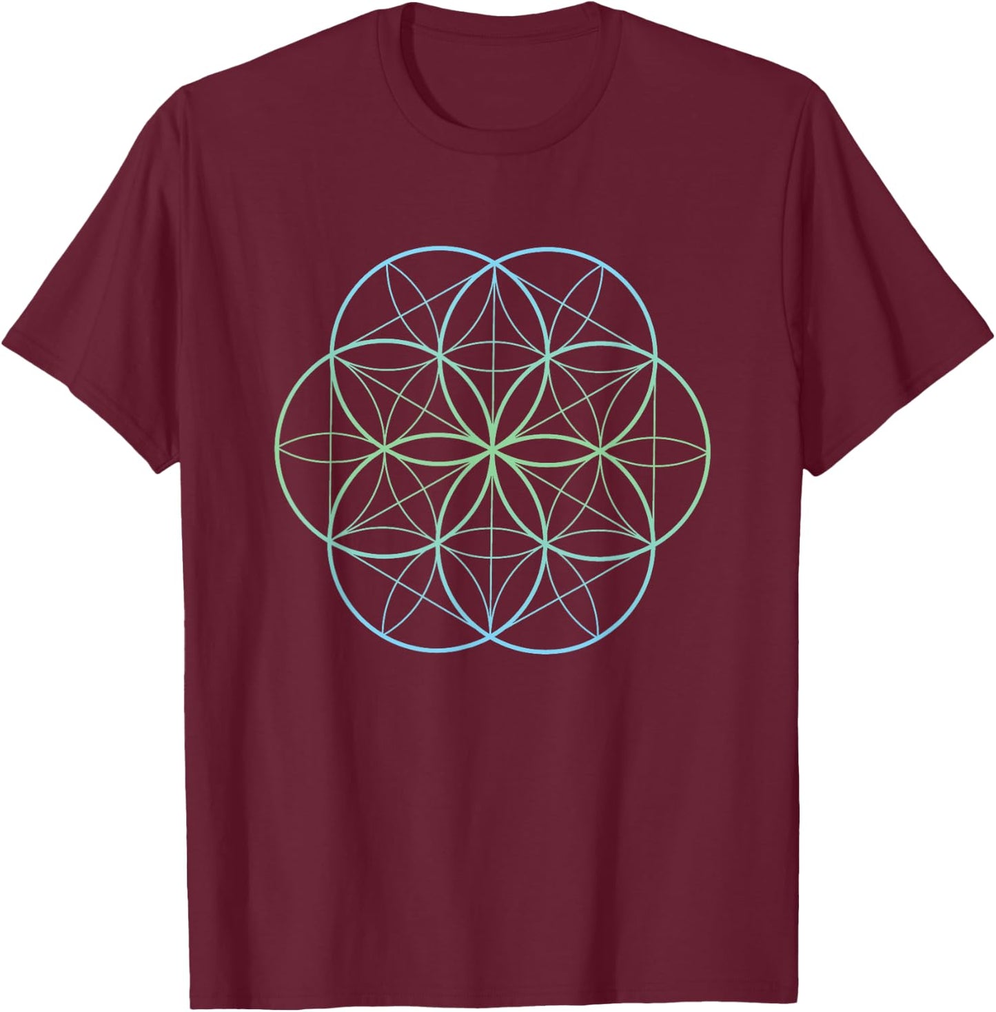 Flower of Life Holy Geometry Spiritual Clothing T-Shirt - T-Shirt | Maroon