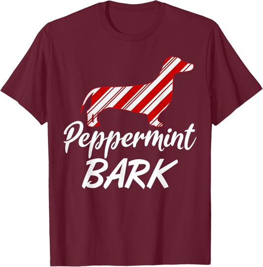 Dachshund Christmas Peppermint Bark Gift T-Shirt - T-Shirt | Maroon