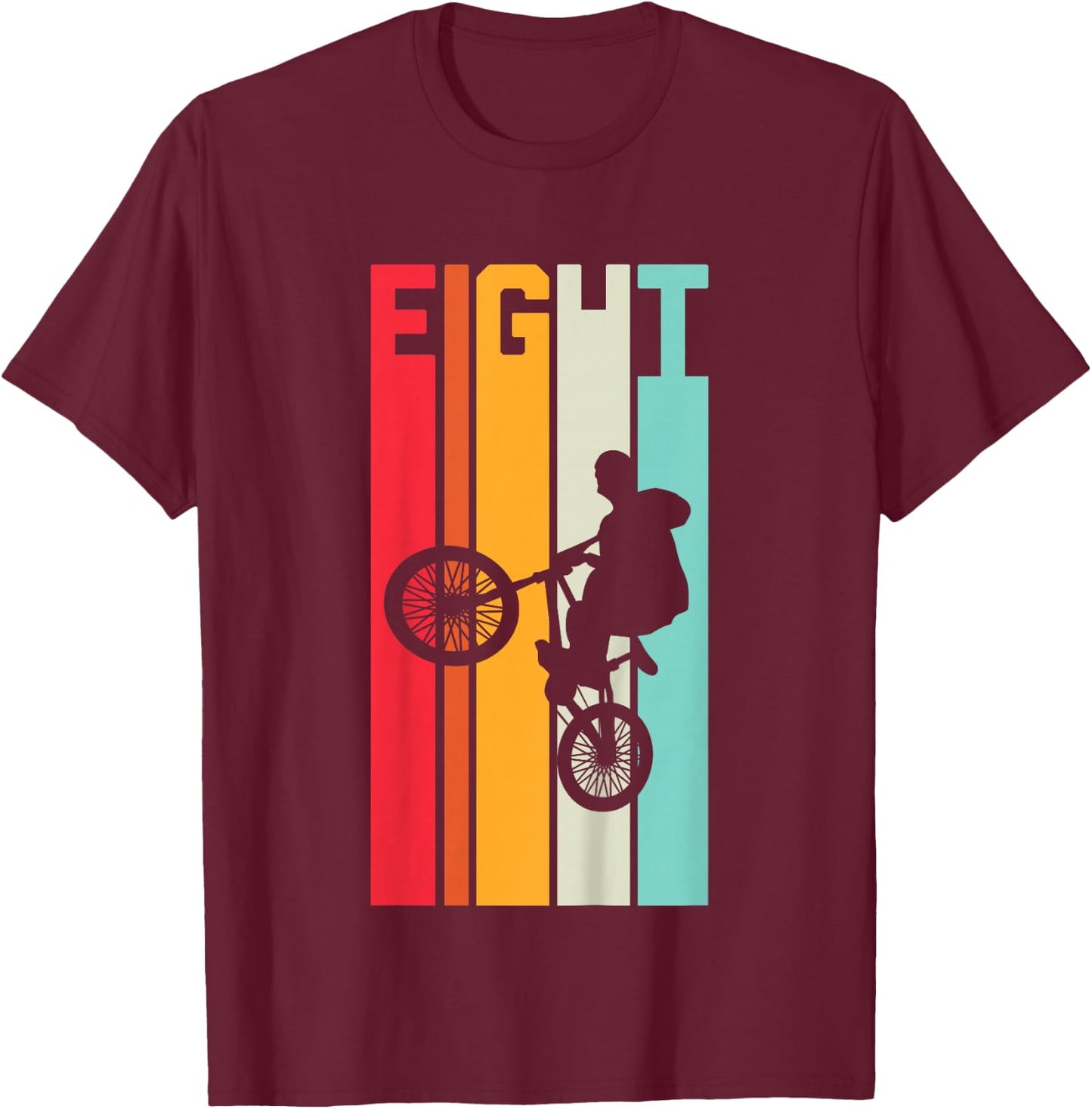 8 Year Old BMX Birthday Gift Party Boys Dirt Biking 8th T-Shirt - T-Shirt | Maroon