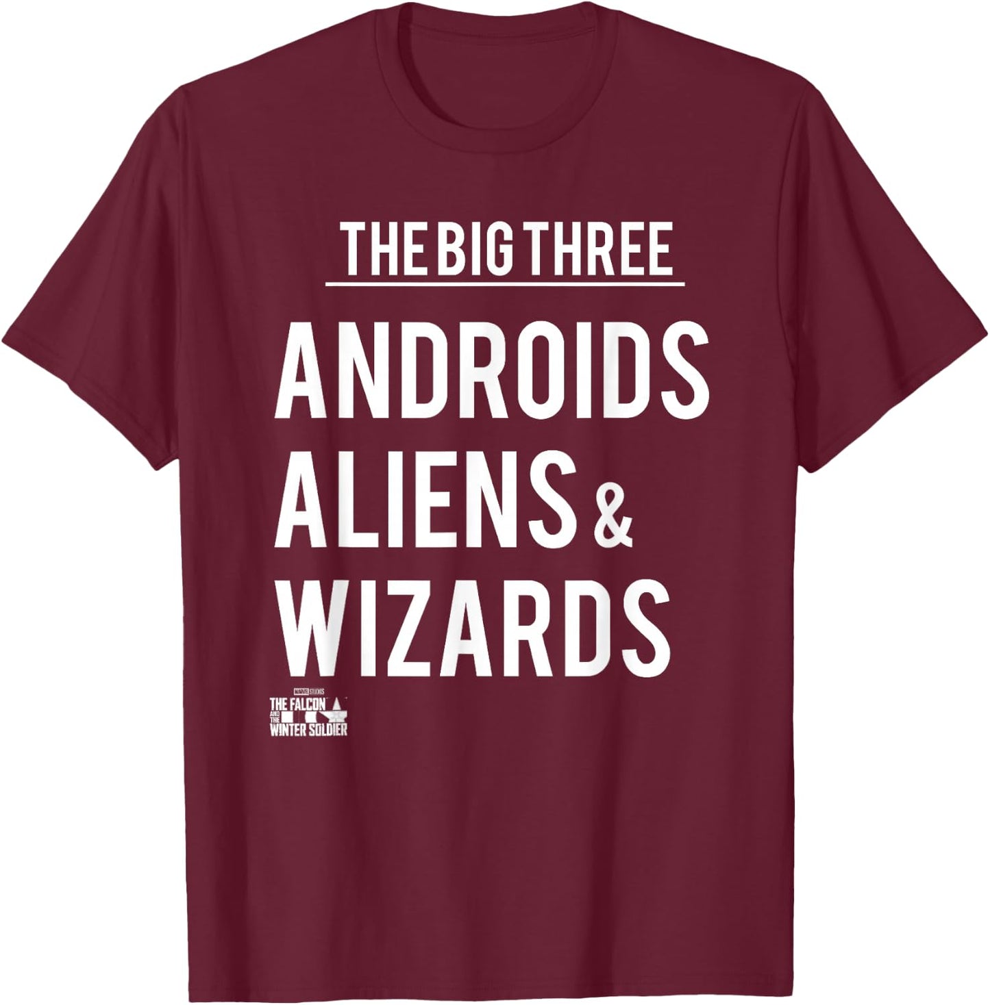 Marvel Falcon Winter Soldier Big 3 Androids Aliens & Wizards T-Shirt - T-Shirt | Maroon