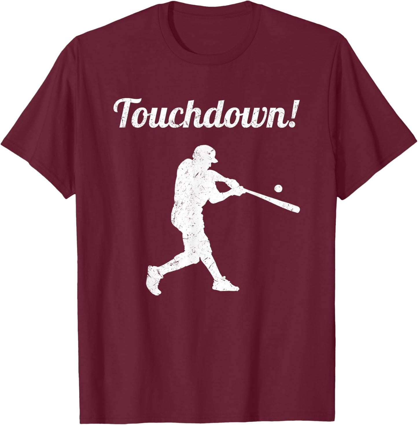Touchdown Baseball Vintage Retro Baseball Player Gift T-Shirt - T-Shirt | Maroon