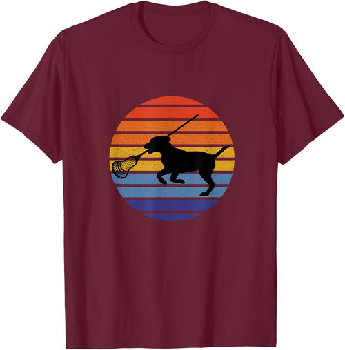 Lacrosse Dog Lover Silhouette, Retro Vintage Lax Sunset Women Kids