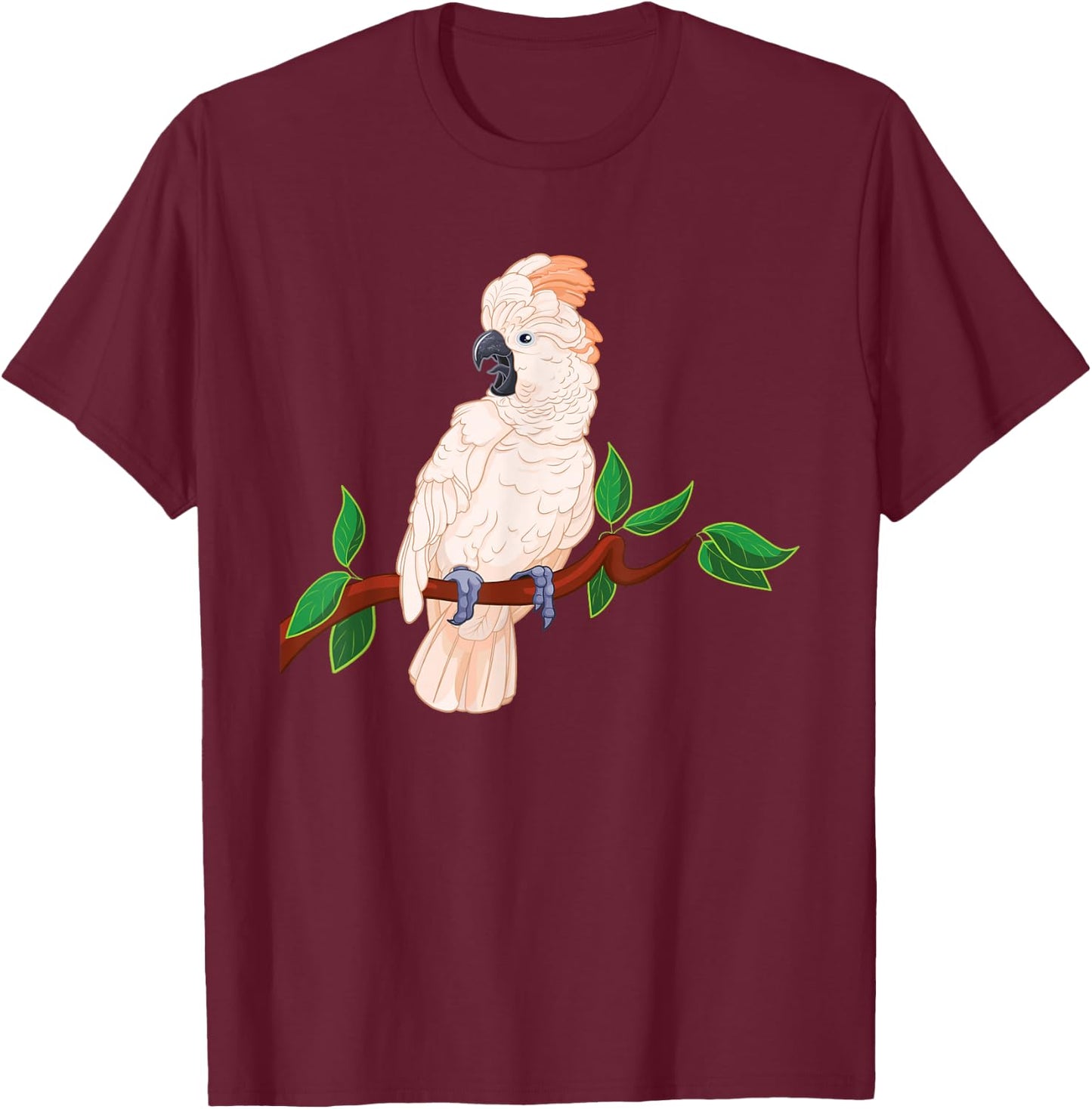 Moluccan Cockatoo on a Branch T-Shirt - T-Shirt | Maroon