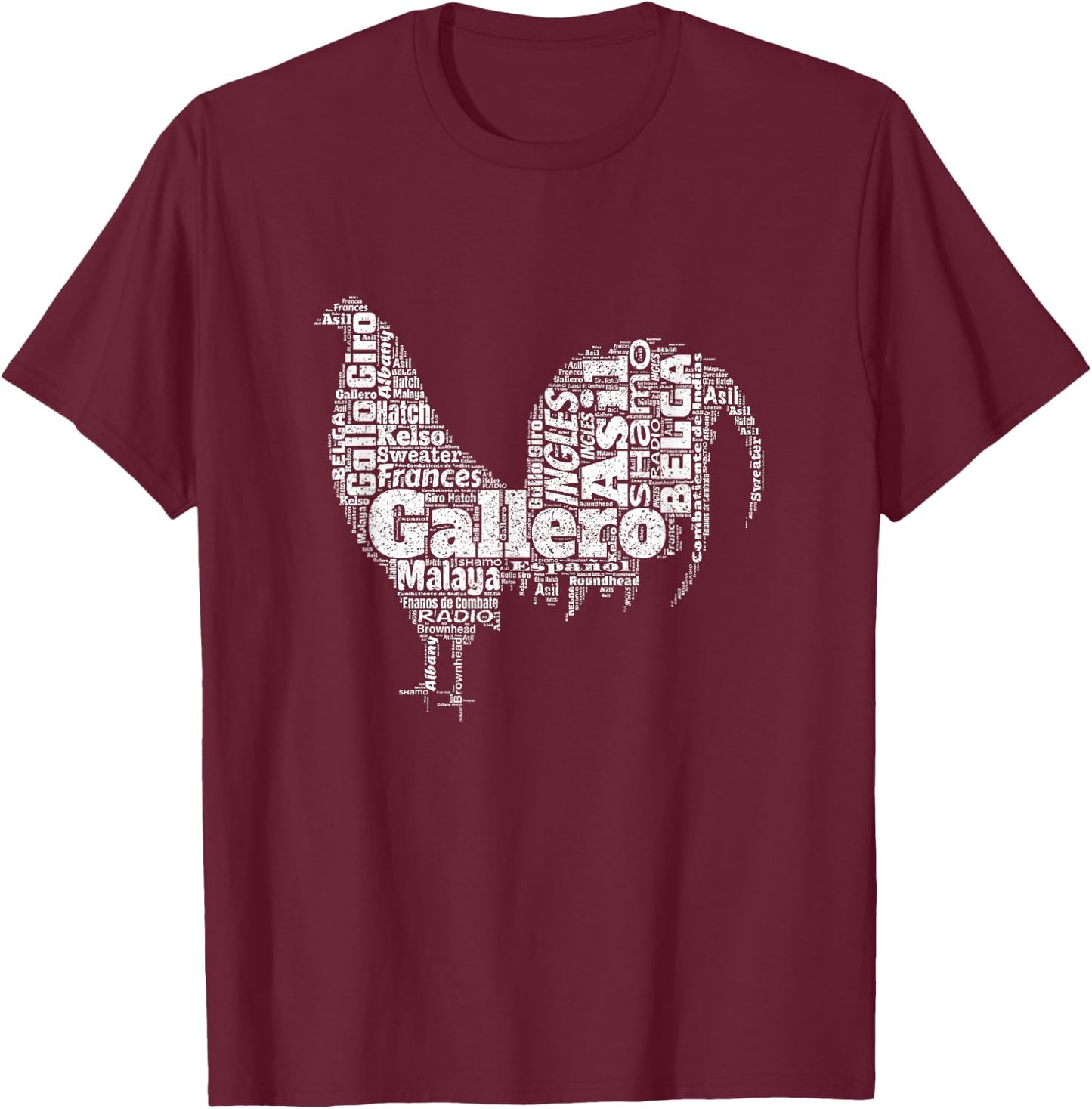 Gallero Tipos De Gallo De Pelea Silueta De Gallo T-Shirt - T-Shirt | Maroon