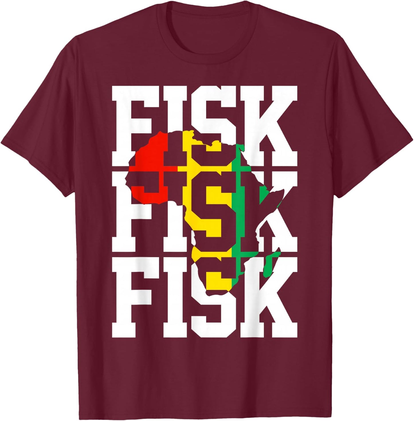 Vintage Fisk Lifetime Africa Map Hometown T-Shirt - T-Shirt | Maroon