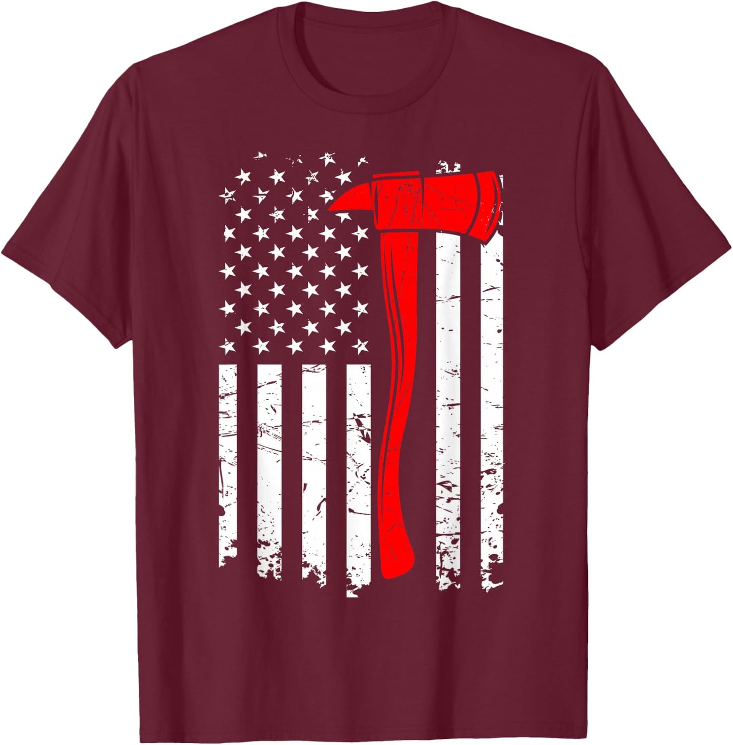 Firefighter Thin Red Line Fireman Firefighting Patriotic T-Shirt - T-Shirt | Maroon